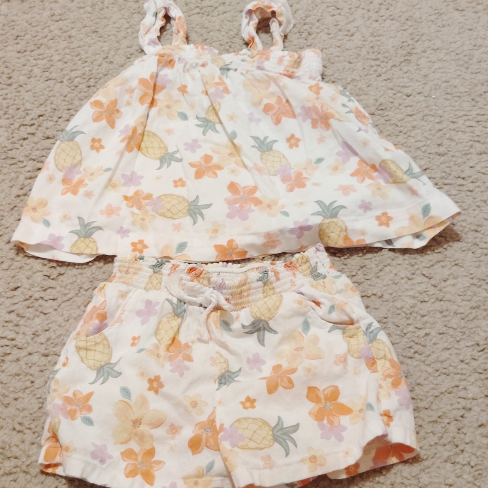 Floral Print Girl's Short Set